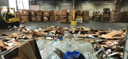 Piles Of Cardboard For Rumpke Waste Audit