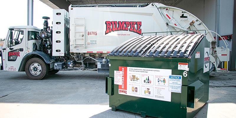 Rumpke Dumpster And Truck At Drop Off Box Recycling Location 1